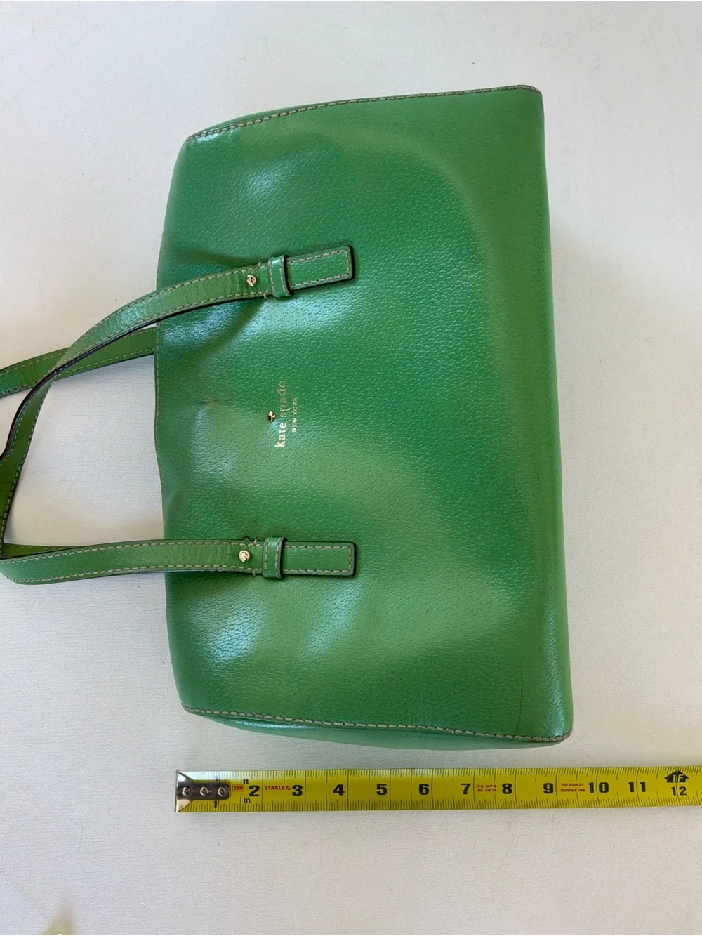 Kate Spade New York Melinda Green Pebbled Leather Zip Top Satchel Shoulder Tote